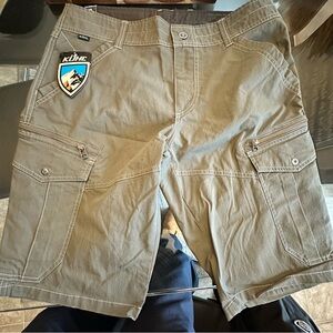 Kuhl Men's Olive-Tan Cargo Shorts with Patch